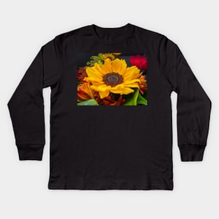 Sunflower With Waterdrops Kids Long Sleeve T-Shirt